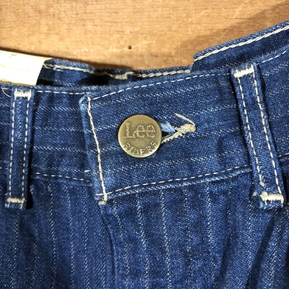 Vintage LEE Jr. Gathered Rider Striped Jeans Womens Size 9 Train Conductor - Picture 5 of 12